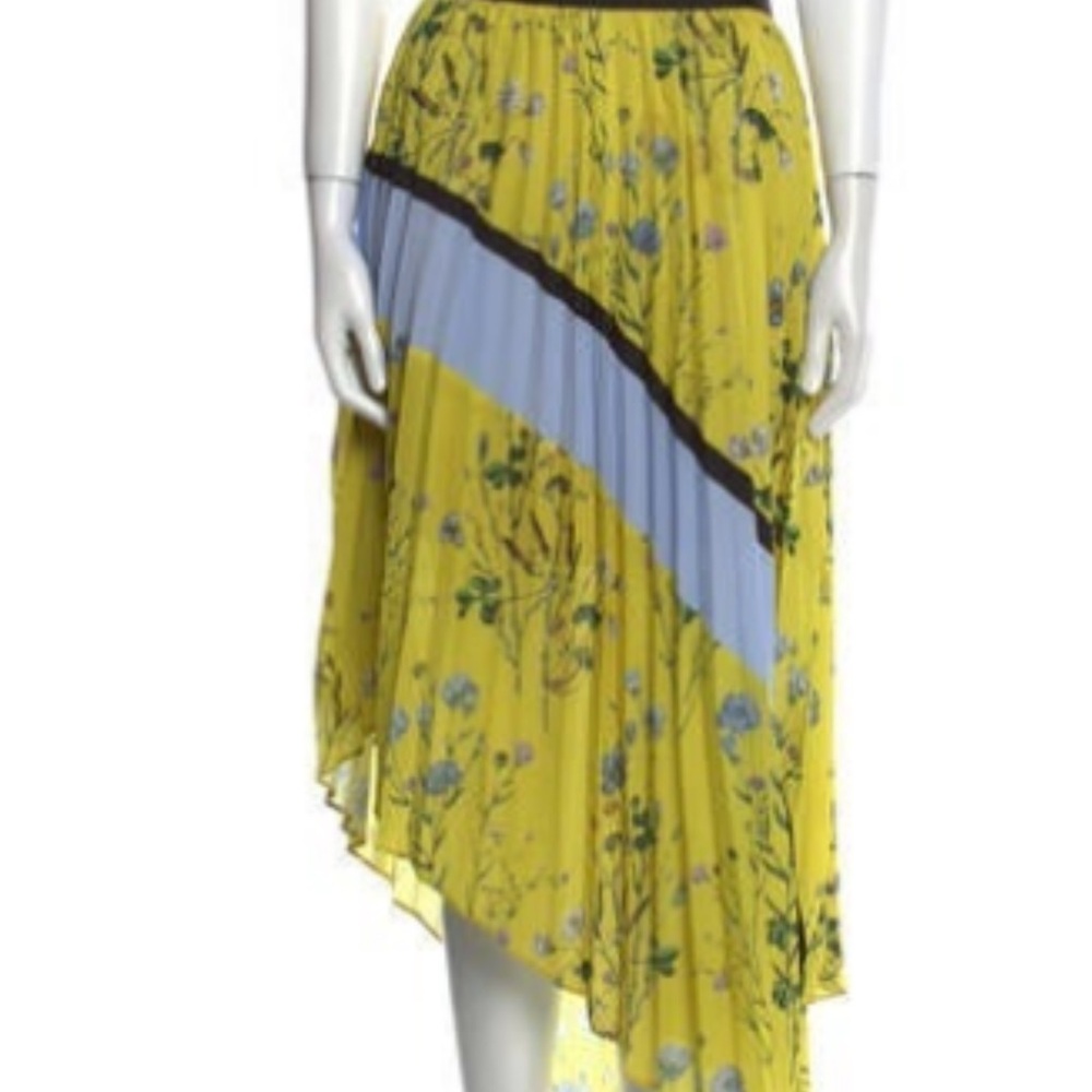 Self-Portrait Asymmetrical Yellow and Blue Floral Skirt